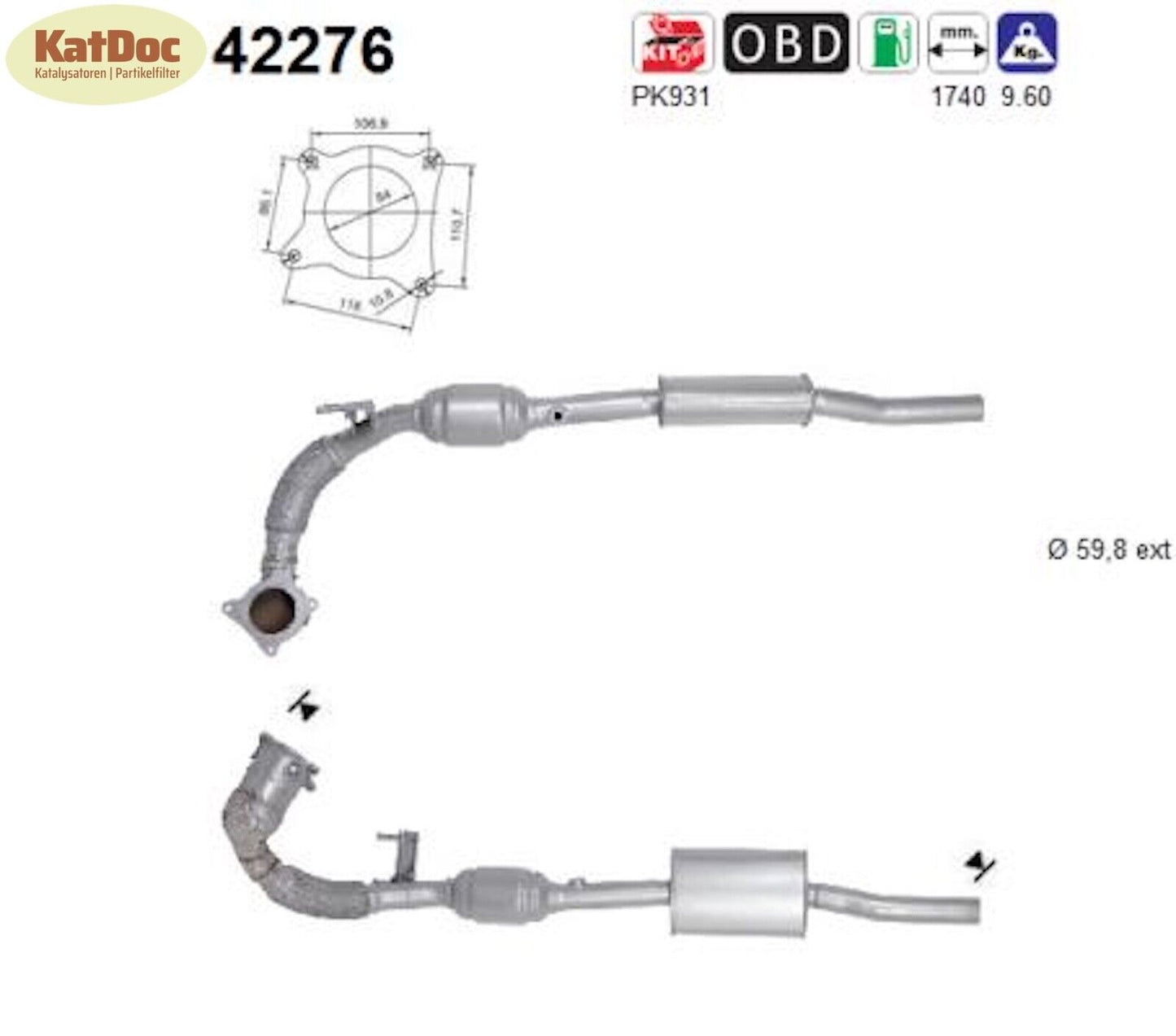 Katalysator für Audi A3, Skoda Octavia/Superb, 1.8/2.0/S3, TFSI, Euro 5 - KatDoc