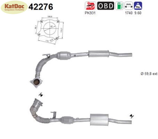 Katalysator für Audi A3, Skoda Octavia/Superb, 1.8/2.0/S3, TFSI, Euro 5 - KatDoc