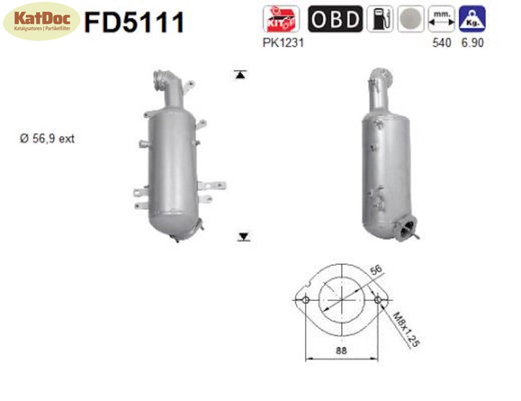 Ruß - Partikelfilter für Alfa Romeo, Fiat, Jeep, Lancia, Opel, 1.6, Euro 5 - KatDoc