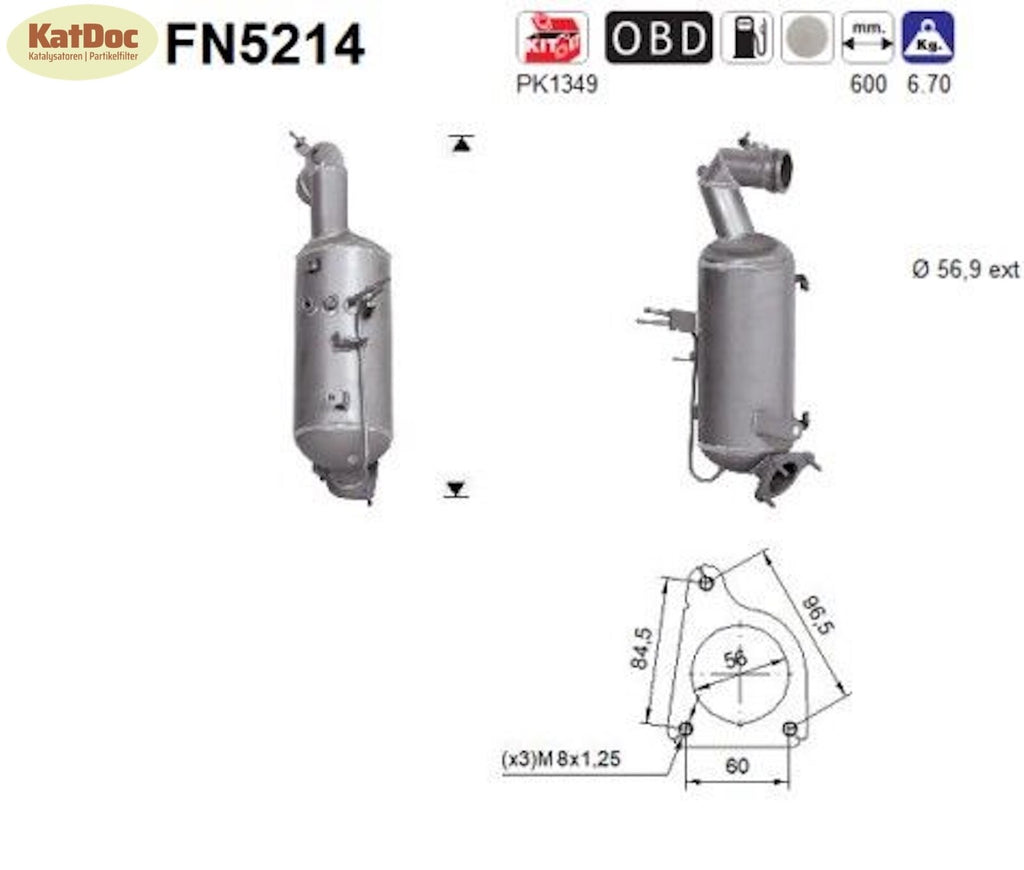 Ruß - Partikelfilter Opel Astra J/K/Insignia A/B/Meriva B/Mokka, Euro 6 - KatDoc