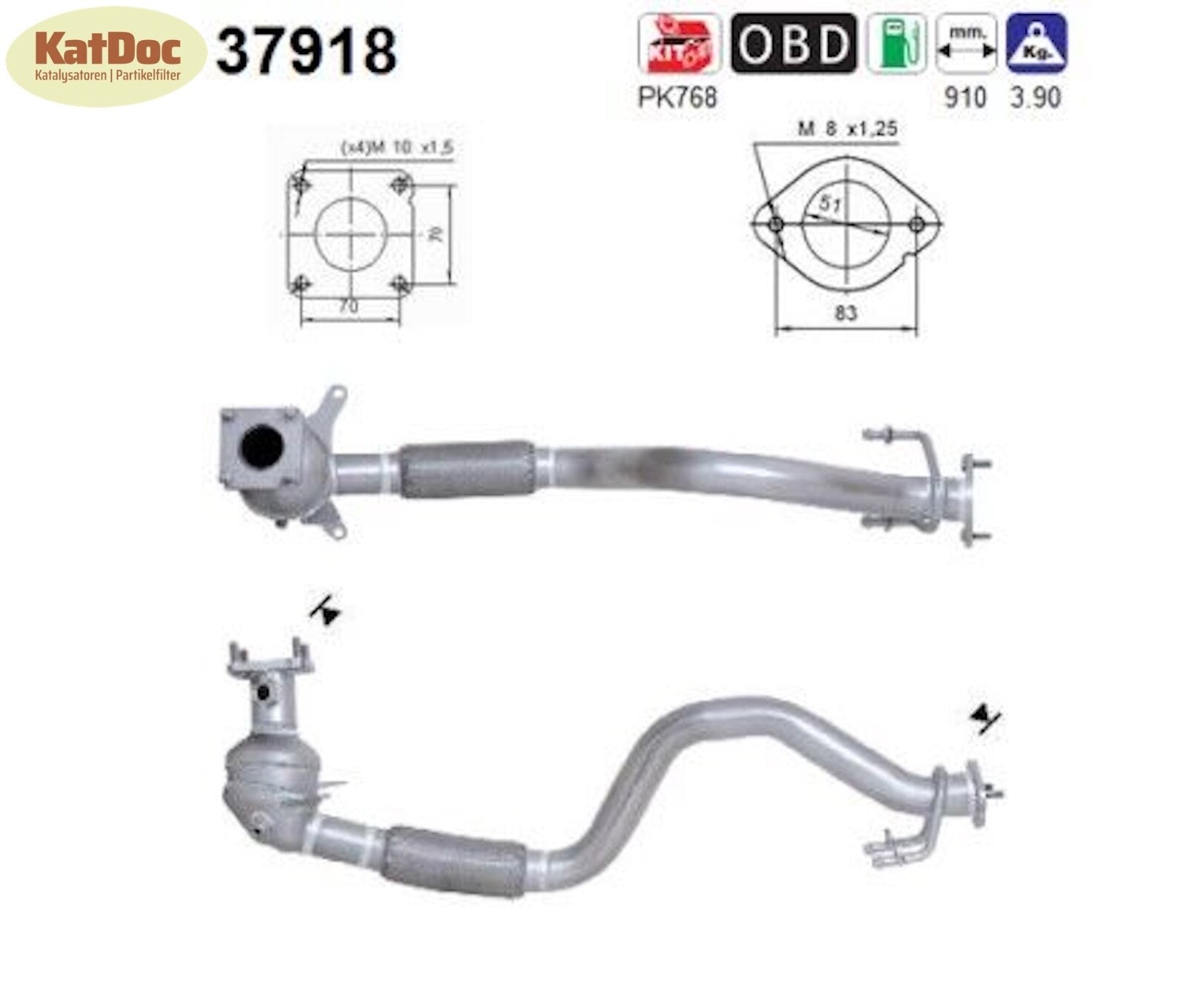 Katalysator für Audi A3, VW Golf 5, 1.4/1.6 FSI, 66/85kW, Euro 4 - KatDoc
