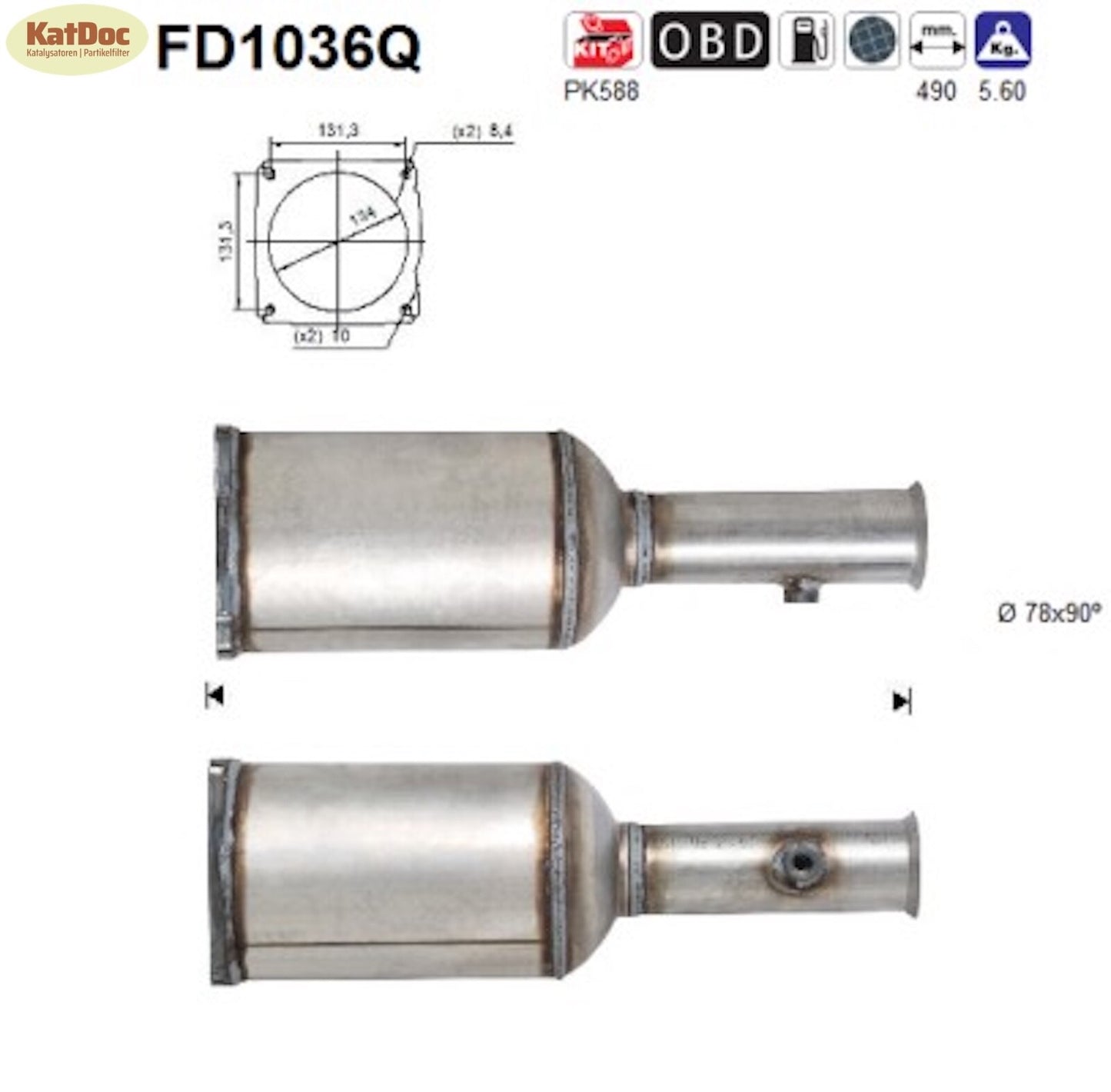 Ruß - Partikelfilter für Citroen C5, 2.0 HDi, 79kW, Silizium, Euro 4 - KatDoc