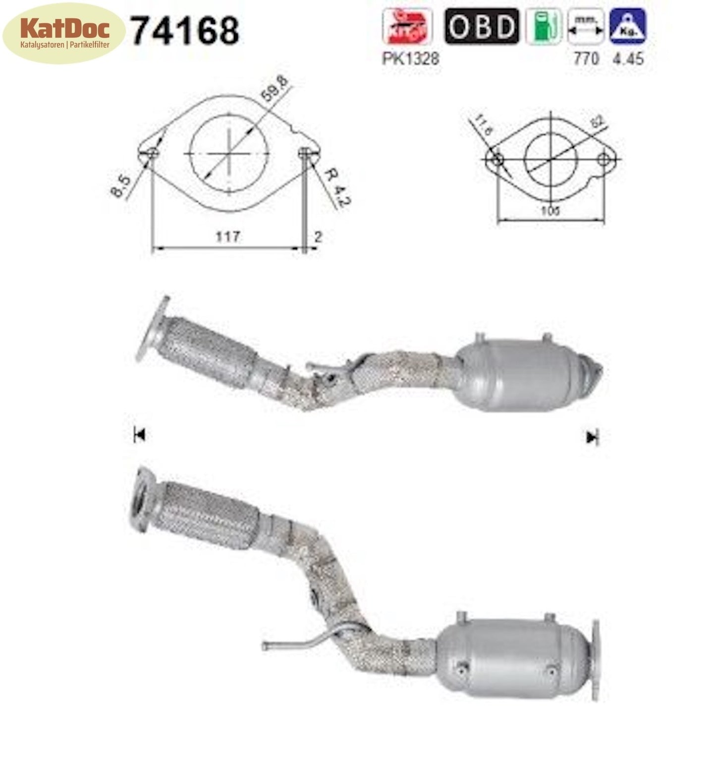 Katalysator Nissan Qashqai 1.6 DIG - T, 120kW, Euro 6 - KatDoc