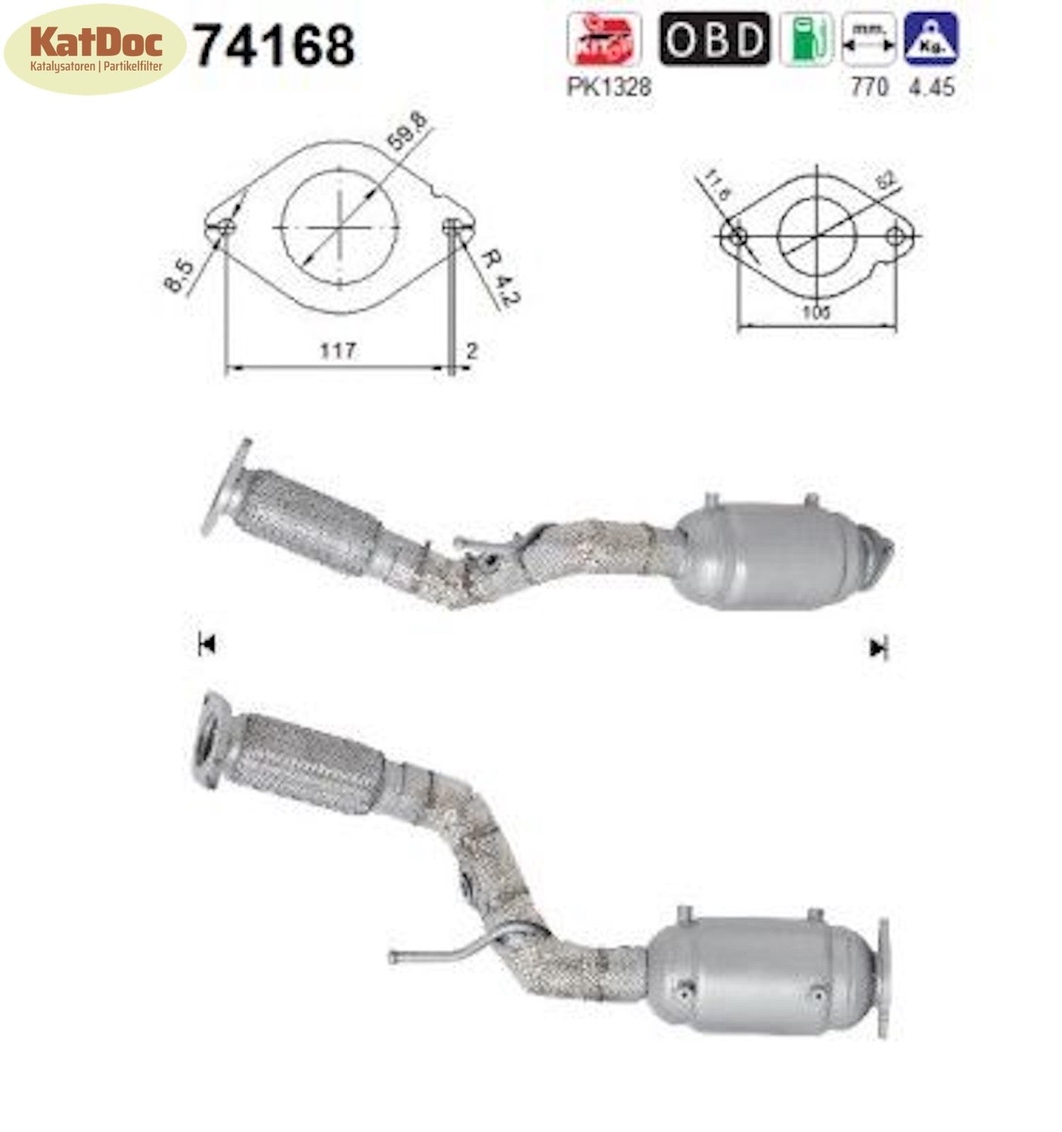 Katalysator Nissan Qashqai 1.6 DIG - T, 120kW, Euro 6 - KatDoc