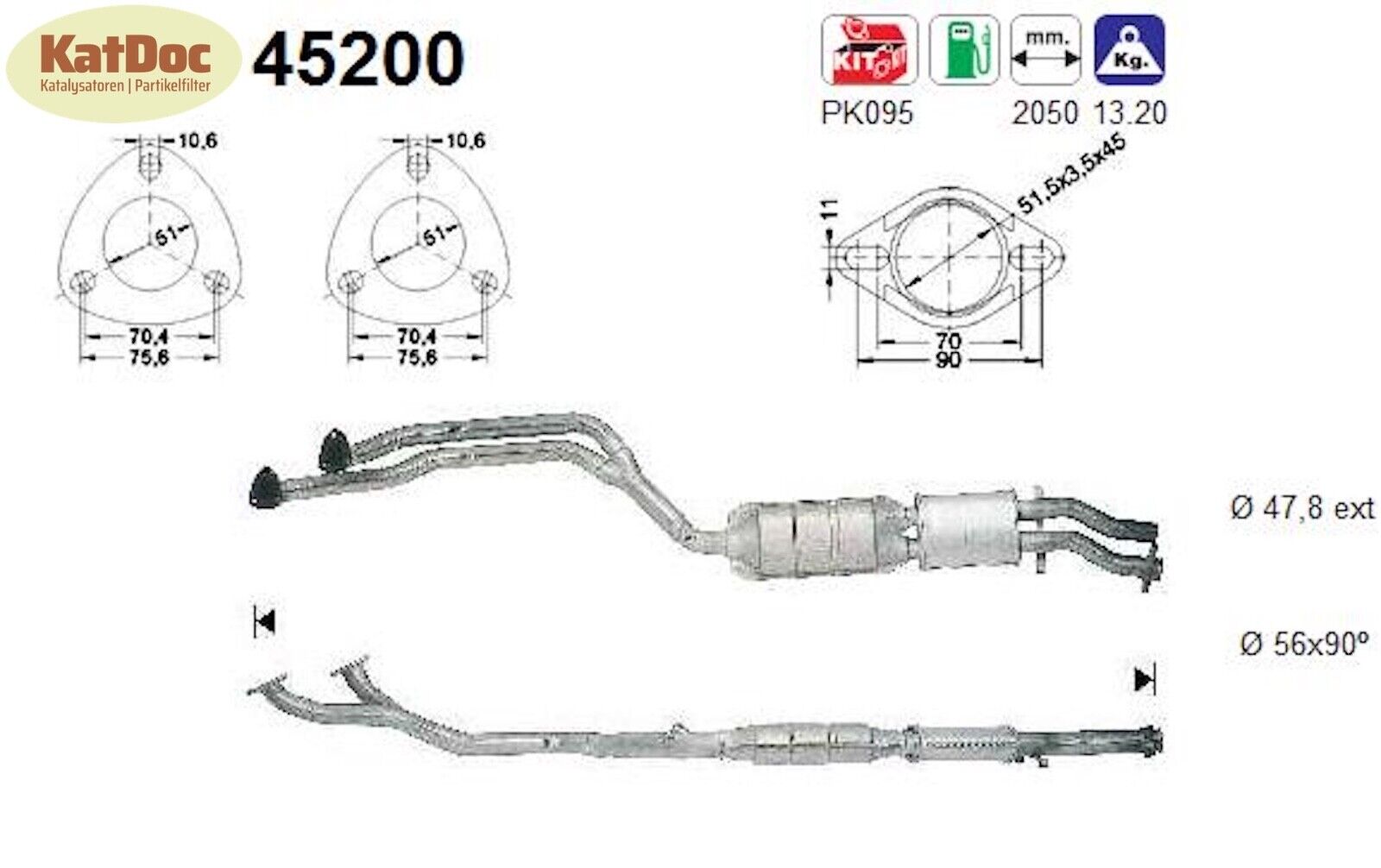 Katalysator für BMW 3er, E36, 325i, 141kW, Euro 1&2 - KatDoc