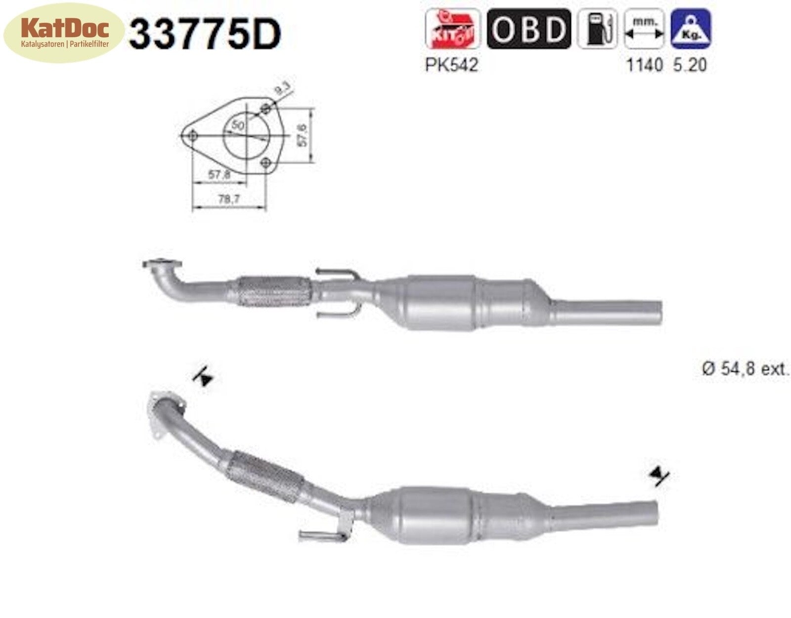 Katalysator für Seat Leon/Toledo, VW Golf 4/Bora, 1.9 TDI, 110kW, Euro 3 - KatDoc