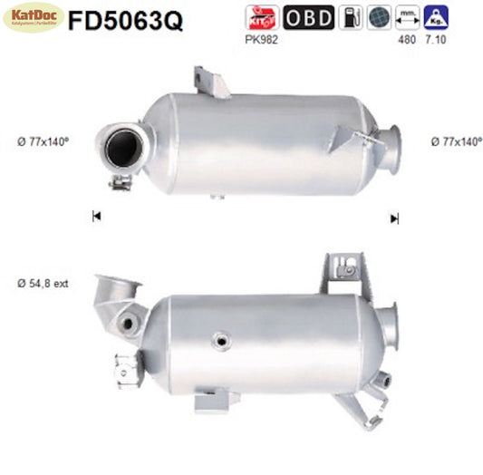 Ruß - Partikelfilter VW T5/T6, 2.0 TDI, 84/100/103/132kW, Silizium, Euro 5 - KatDoc