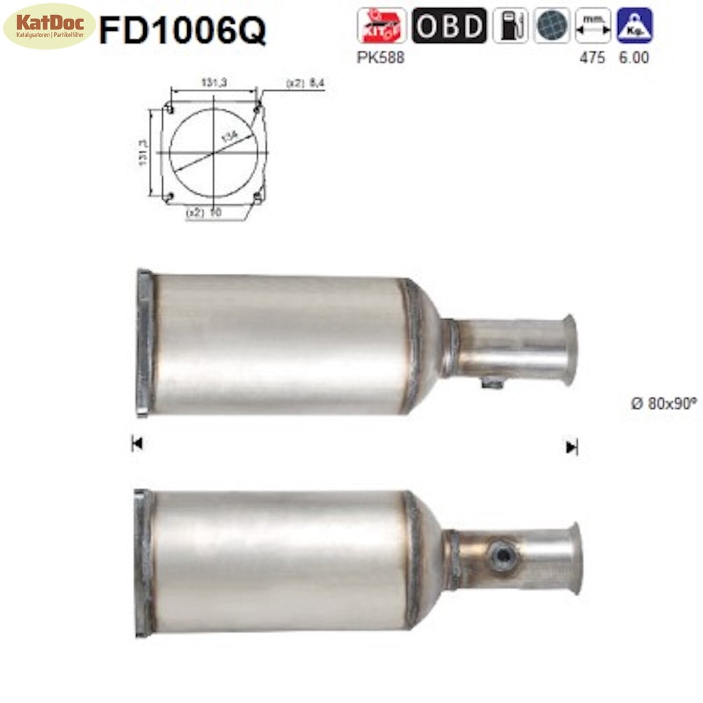 Ruß - Partikelfilter für Citroen C5, 2.2 HDi, 98kW, Silizium, Euro 4 - KatDoc