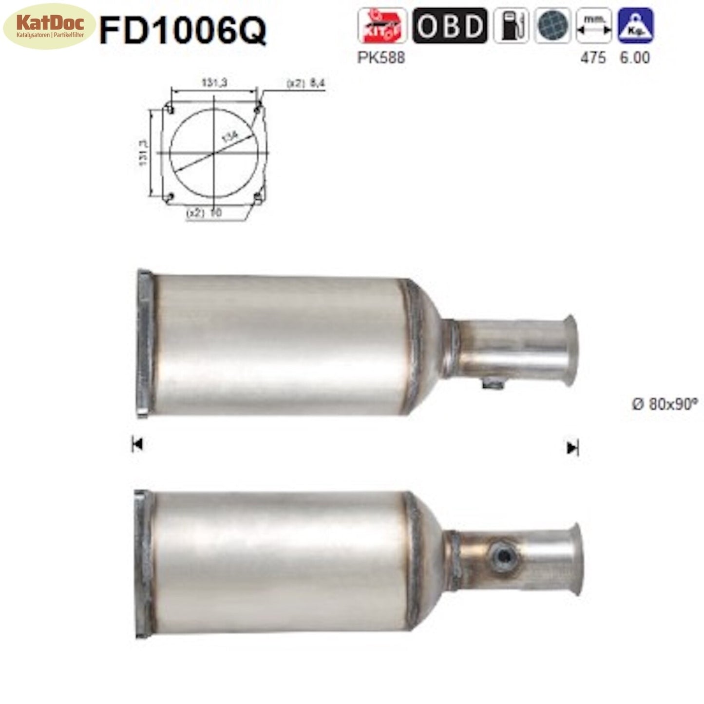 Ruß - Partikelfilter für Citroen C5, 2.2 HDi, 98kW, Silizium, Euro 4 - KatDoc