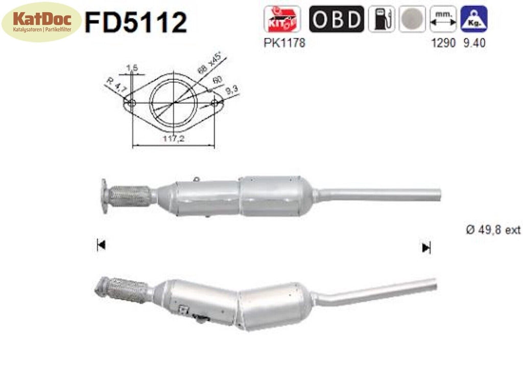 Ruß - Partikelfilter für Renault Laguna, 1.5 dCi, 81kW, Euro 5 - KatDoc