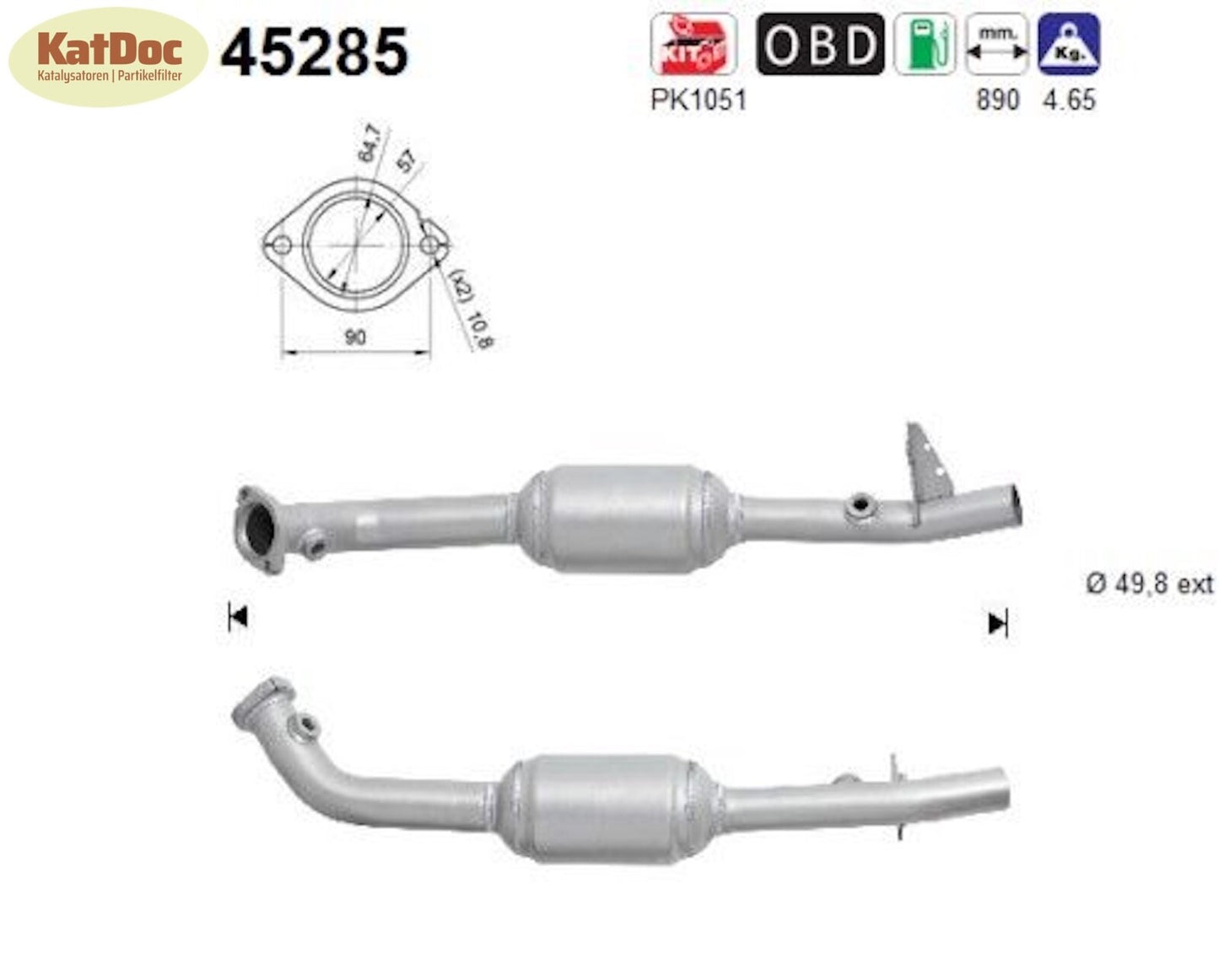 Katalysator BMW X5 E53, 4.4/4.6 i is, 210/235/255kW, rechts, Euro 4 - KatDoc