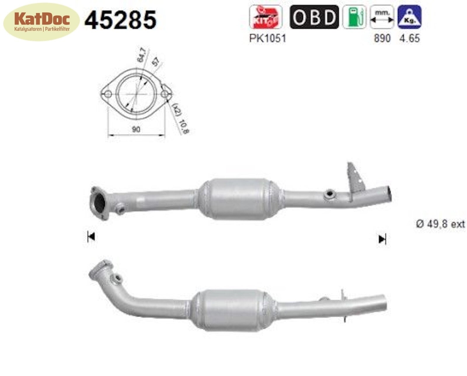 Katalysator BMW X5 E53, 4.4/4.6 i is, 210/235/255kW, rechts, Euro 4 - KatDoc