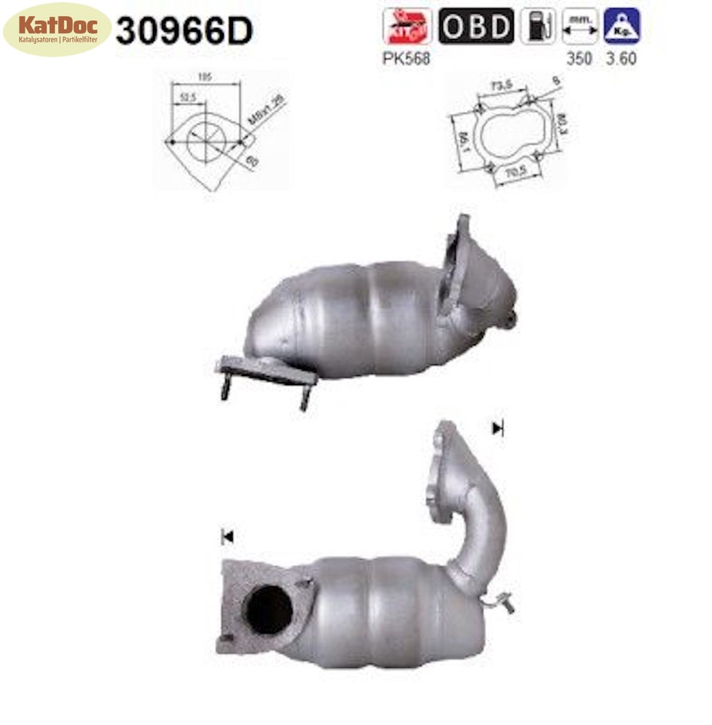 Katalysator Nissan Primastar, Opel Vivaro A,Renault Trafic/Laguna, 1.9, Euro 3 - KatDoc