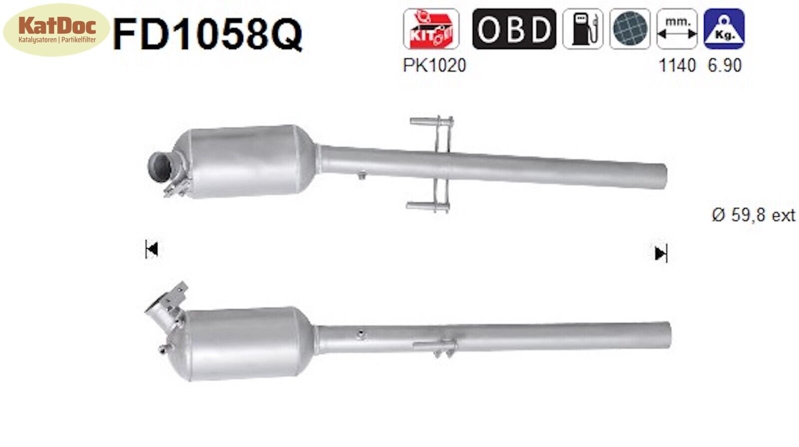 Ruß - Partikelfilter Mercedes Viano/Vito/Vito Mixto,2.0/2.2 CDI,Silizium, Euro 5 - KatDoc