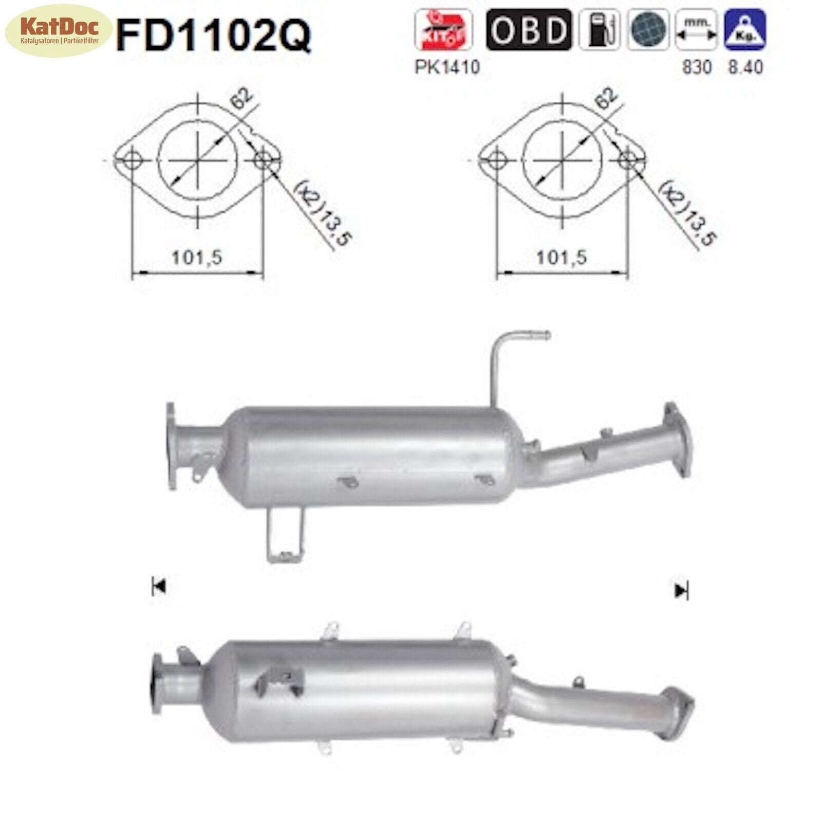 Ruß - Partikelfilter Mitsubishi Pajero 4, 3.2,DI - D/TD, Silizium, Euro 5 - KatDoc