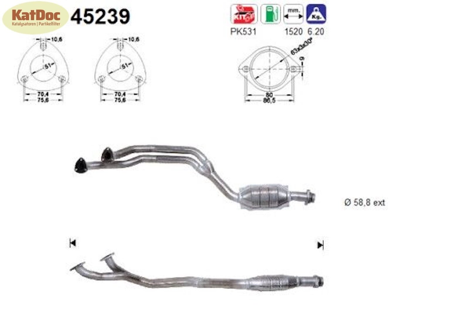Katalysator BMW 3er E36 Compact 323ti, 2.5, 125kW, Euro 1&2 - KatDoc