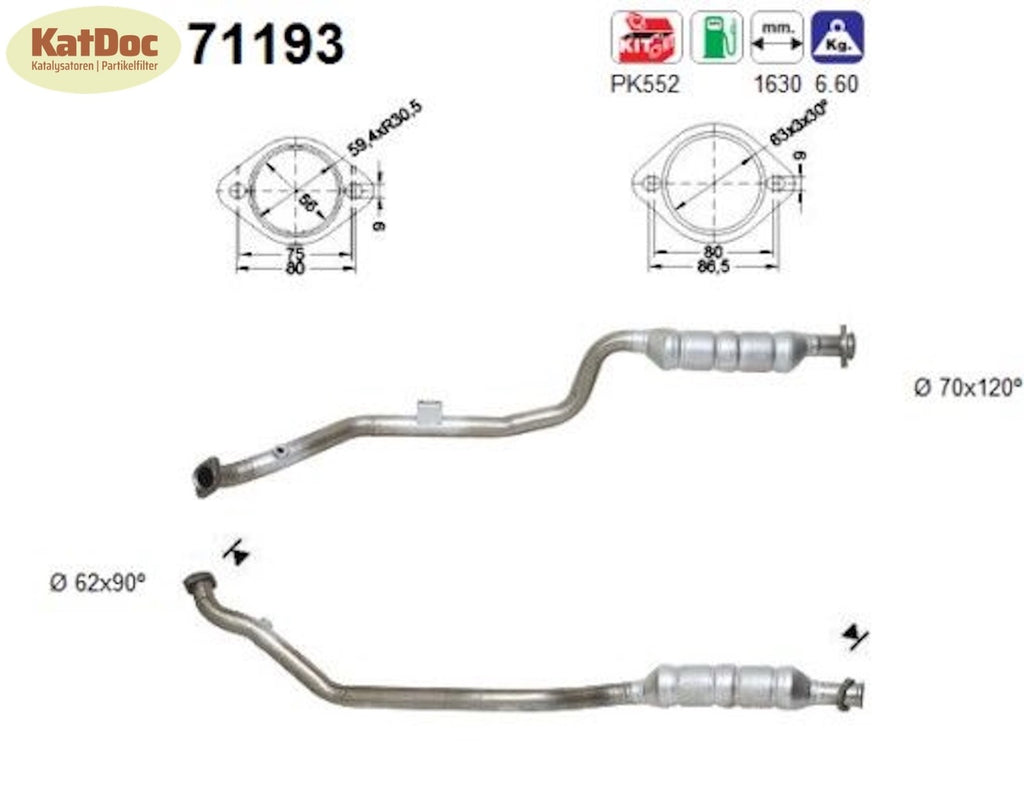 Katalysator für Mercedes E - Klasse E280 (W/S210), 2.4/2.8, links, Euro 1&2 - KatDoc
