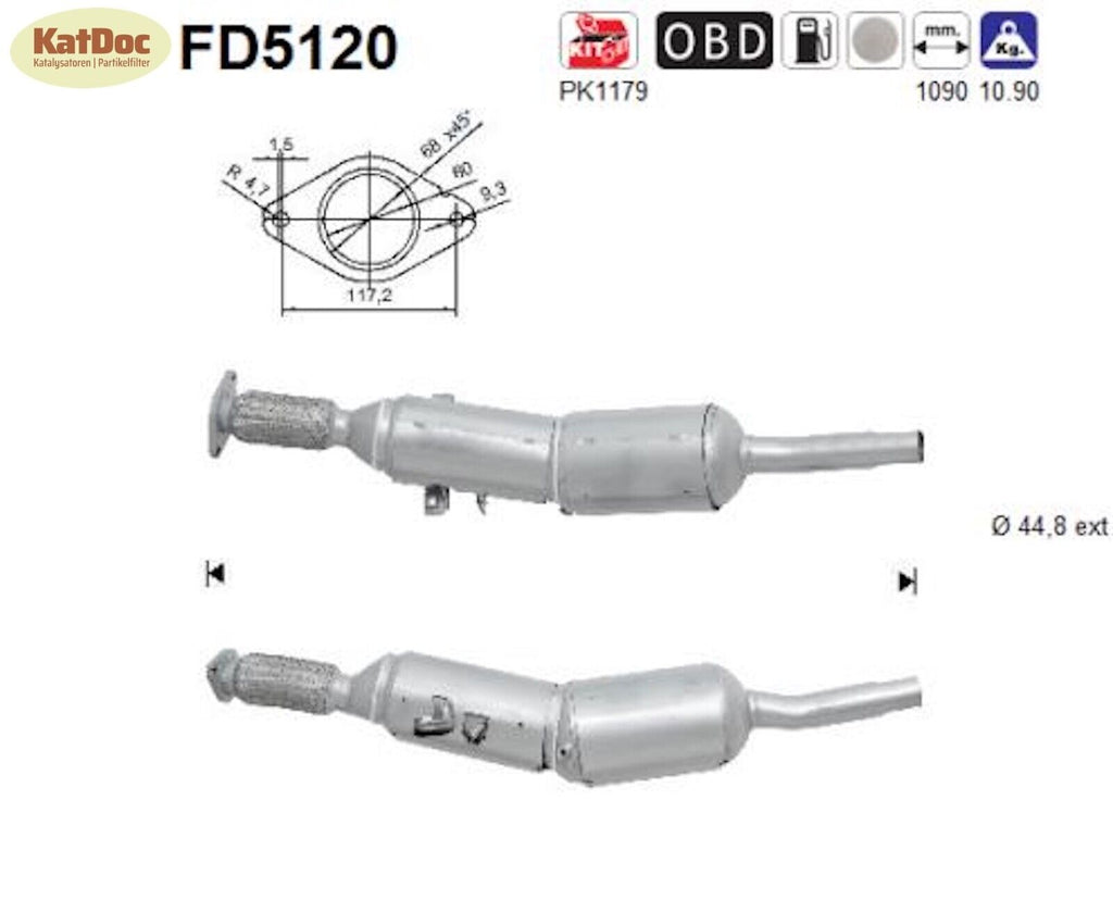 Ruß - Partikelfilter für Renault Fluence/Megane, 1.5 dCi, 66/70/81kW, Euro 5 - KatDoc