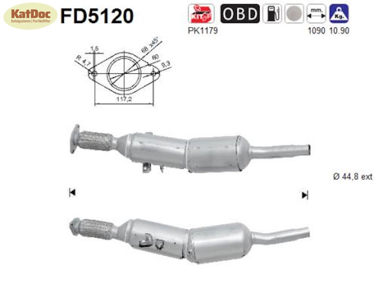 Ruß - Partikelfilter für Renault Fluence/Megane, 1.5 dCi, 66/70/81kW, Euro 5 - KatDoc