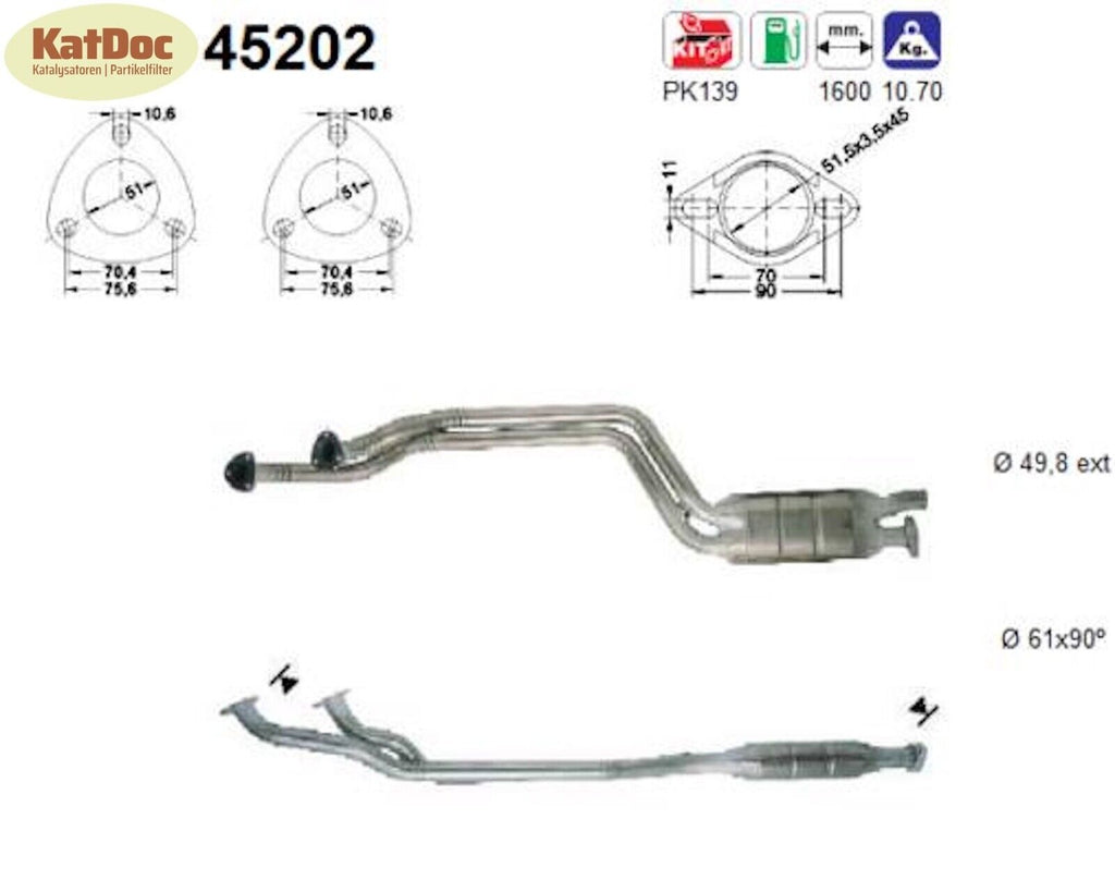 Katalysator für BMW 5er (E34) 525i 24V, 141kW, Euro 1&2 - KatDoc