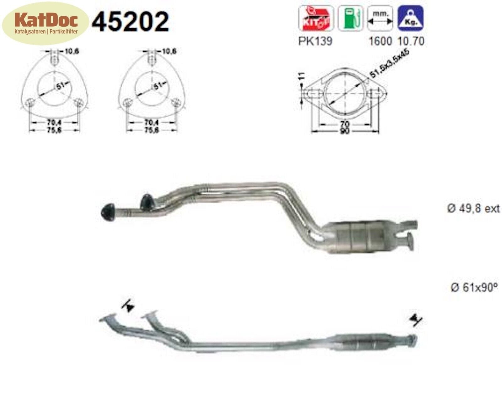 Katalysator für BMW 5er (E34) 525i 24V, 141kW, Euro 1&2 - KatDoc