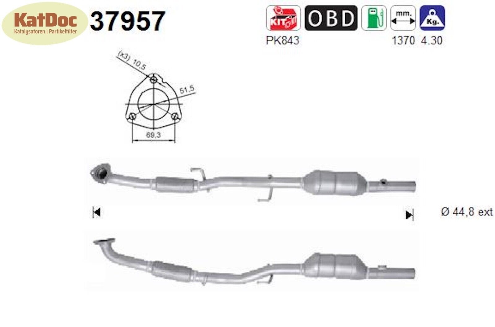 Katalysator für Seat Ibiza, Skoda Fabia/Roomster, VW Polo, Euro 5 - KatDoc