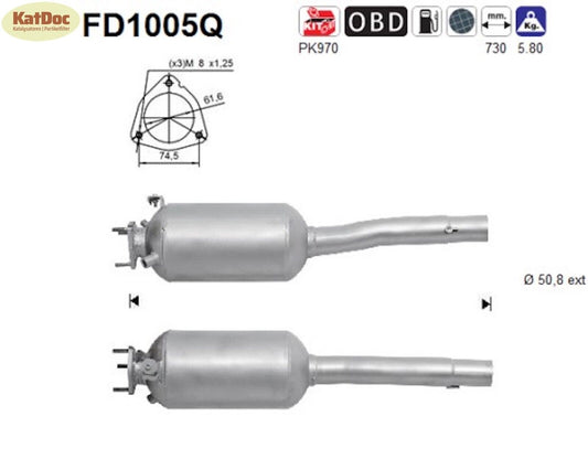 Ruß - Partikelfilter für Fiat Doblo, 1.3 JTD/D 16V Multijet,62kW,Silizium,Euro 4 - KatDoc