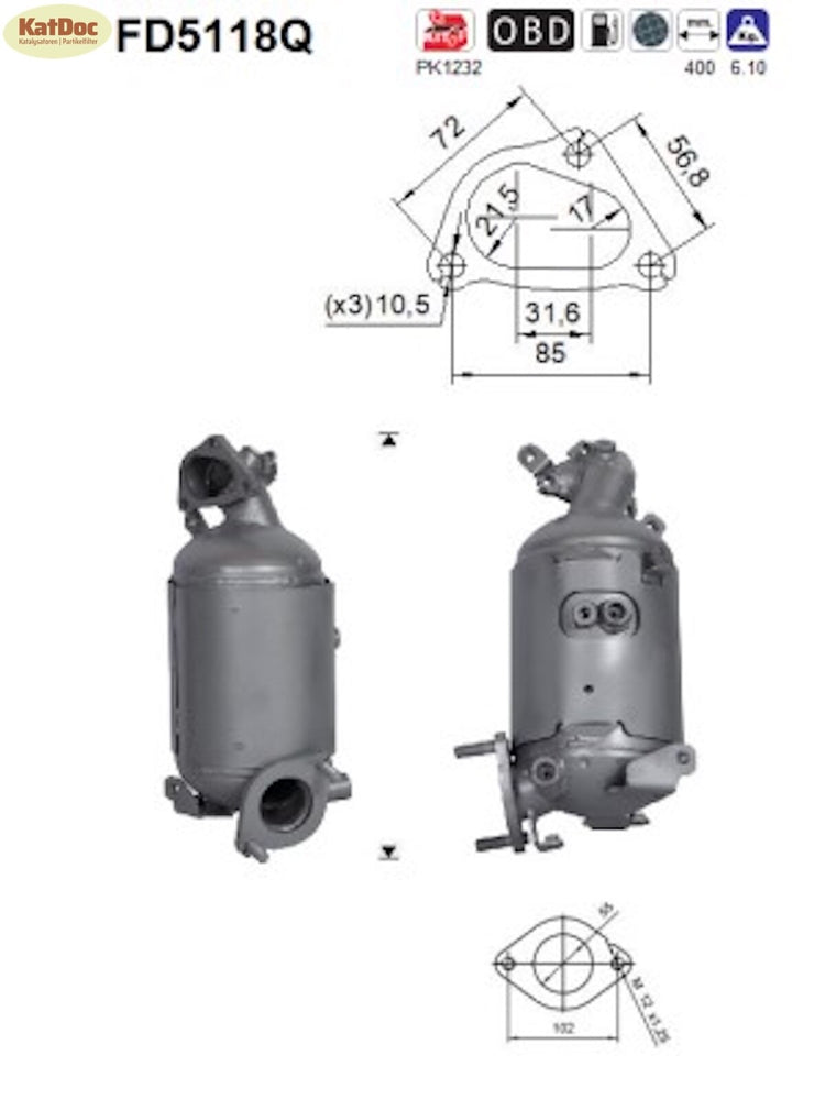 Ruß - Partikelfilter Hyundai i20/i30/ix20,Kia Cee´d, Rio, Venga, Silizium,Euro 5 - KatDoc