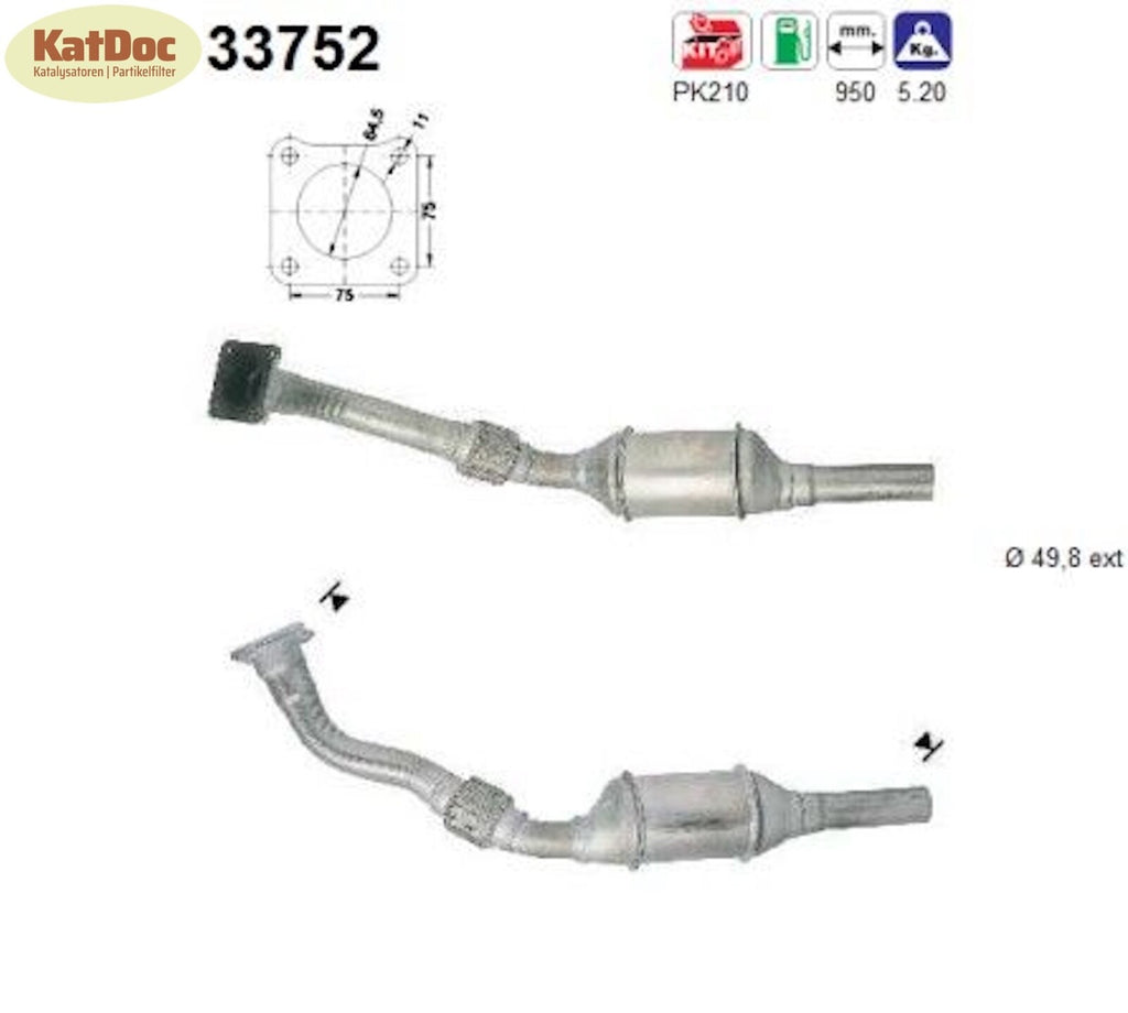 Katalysator für Seat Cordoba/Ibiza/Inca,VW Polo/Caddy, 1.6/1.8, 55/66kW,Euro 1&2 - KatDoc