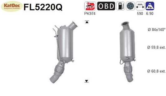 Ruß - Partikelfilter für BMW 1er/2er/3er/4er/5er, 2.0, Silizium, Euro 6 - KatDoc