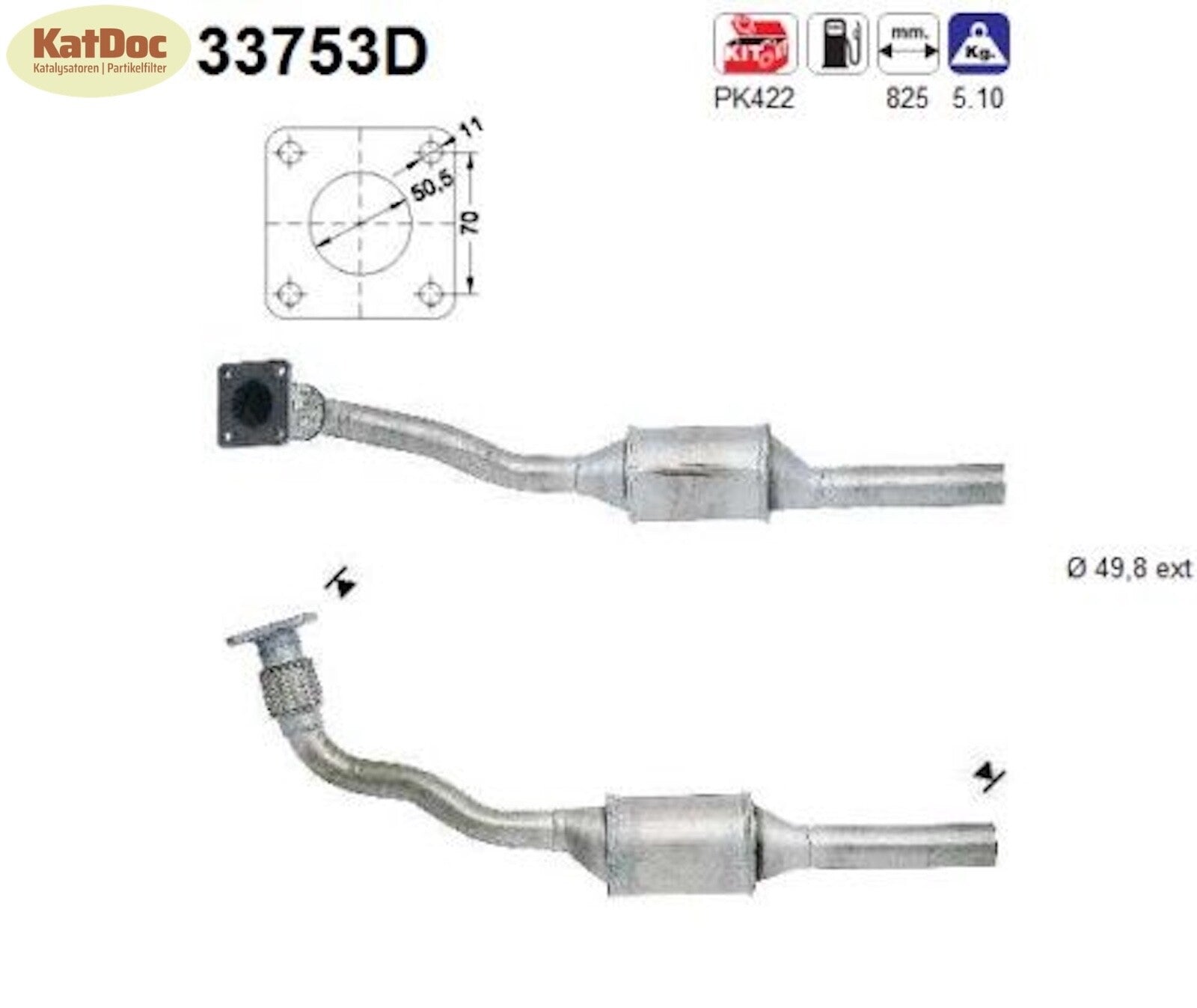 Katalysator für Seat Cordoba/Ibiza/Inca, VW Polo/Caddy, 1.9, 47kW, Euro 1&2 - KatDoc