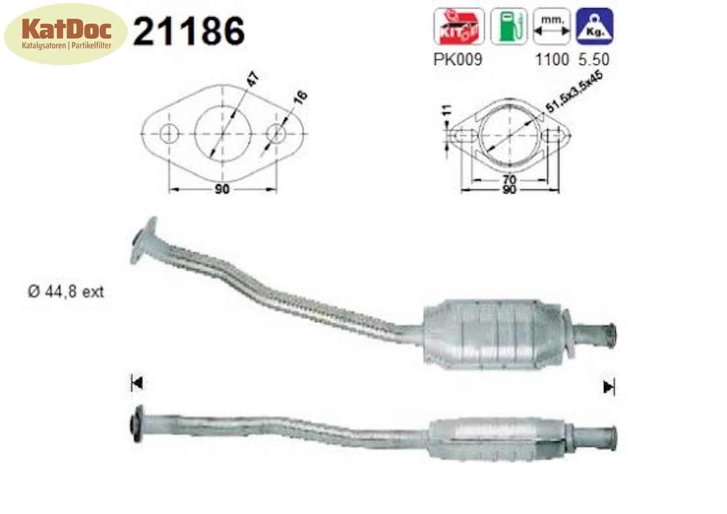 Katalysator für Opel Astra F, 1.4/1.6, 60/74kW, Euro 1&2 - KatDoc