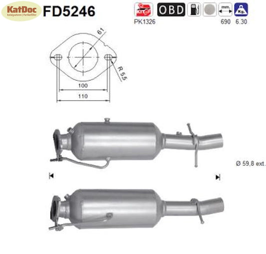Ruß - Partikelfilter für Ford Transit 2.2 TDCi V363, Euro 5 - KatDoc