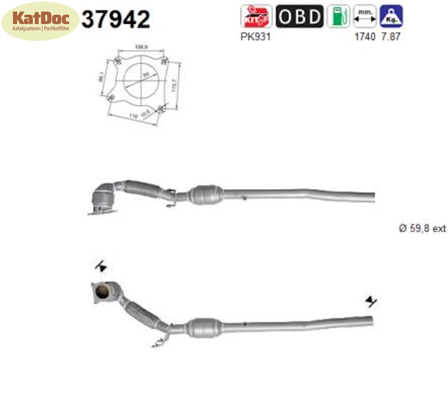 Katalysator für Audi, Seat, VW, 2.0 TFSI/GTI, 136/147kW, Euro 4 - KatDoc