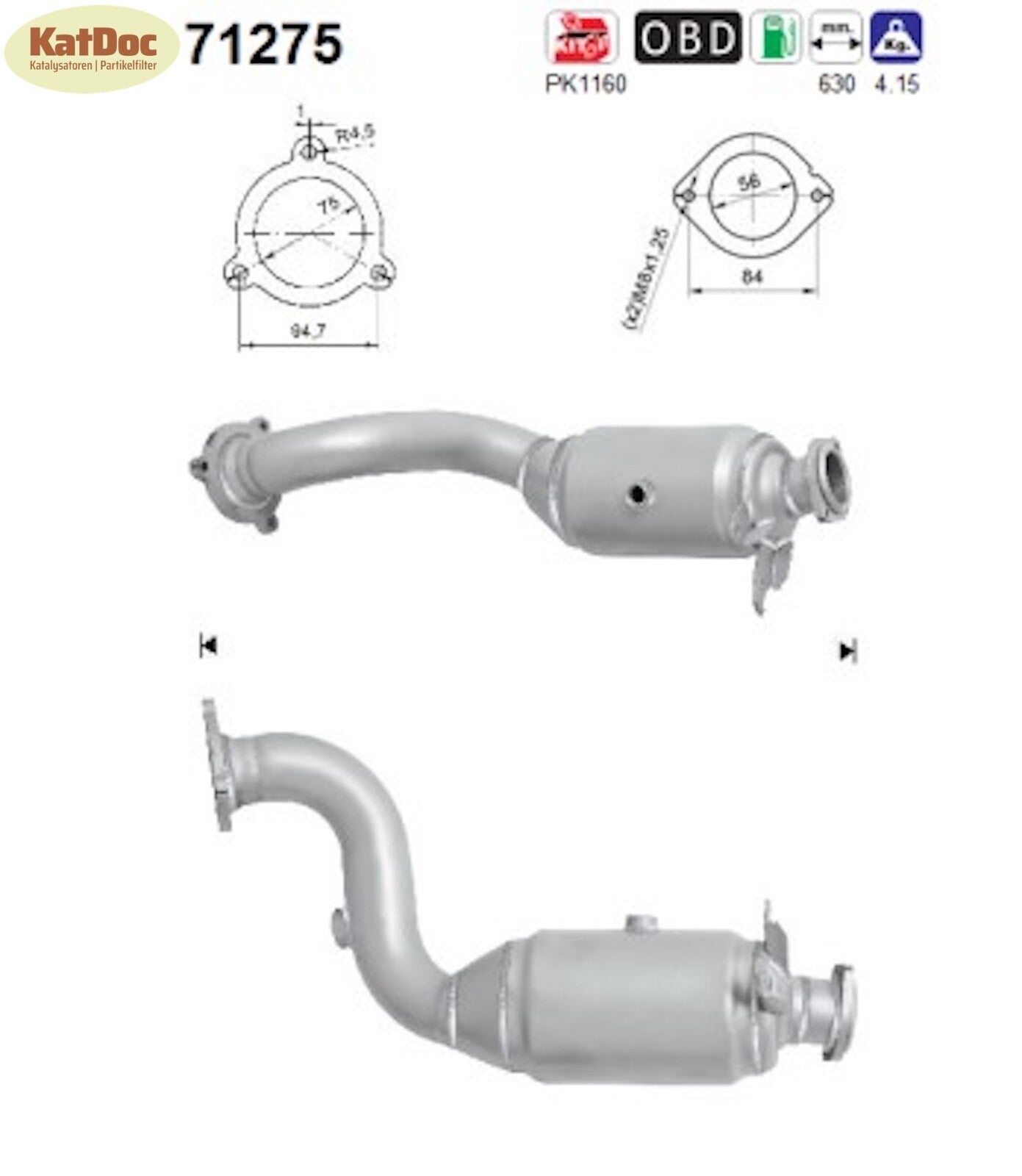 Katalysator Mercedes C - Klasse/E - Klasse/SLK, 1.8, CGI, 115/135/150kW, Euro 5 - KatDoc