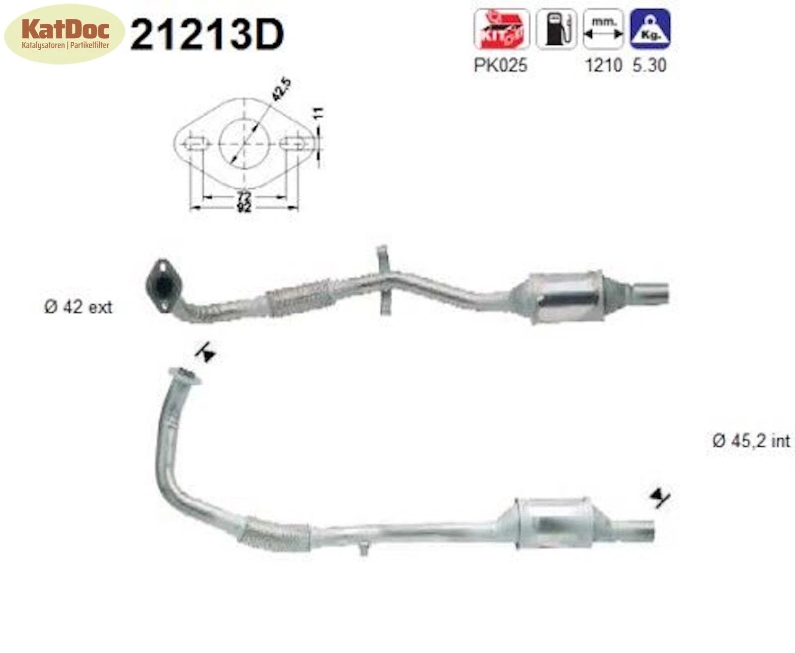 Katalysator für Opel Combo/Corsa B, 1.5/1.7 D, 37/44kW, Euro 1&2 - KatDoc