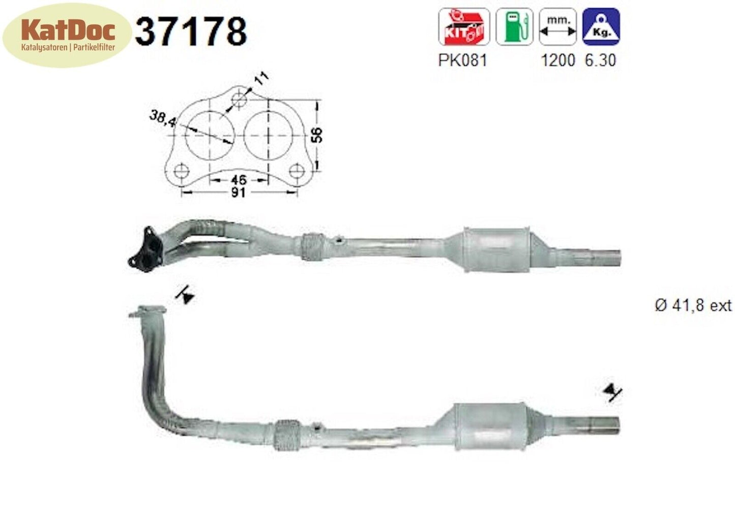 Katalysator für VW Polo (6N1), 1.6, 55kW, Euro 1&2 - KatDoc