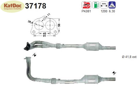 Katalysator für VW Polo (6N1), 1.6, 55kW, Euro 1&2 - KatDoc