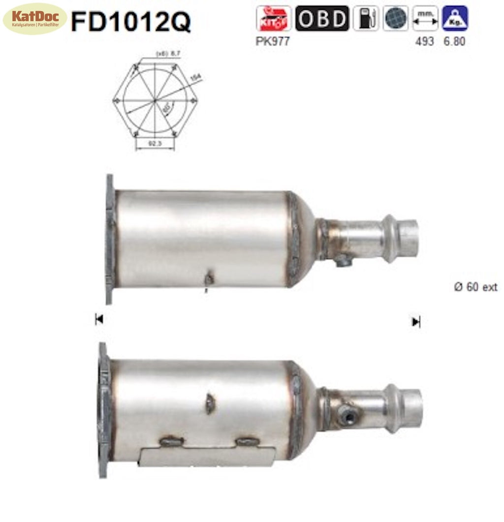 Ruß - Partikelfilter für Peugeot 607, 2.2 HDi, 98kW, Silizium, Euro 4 - KatDoc