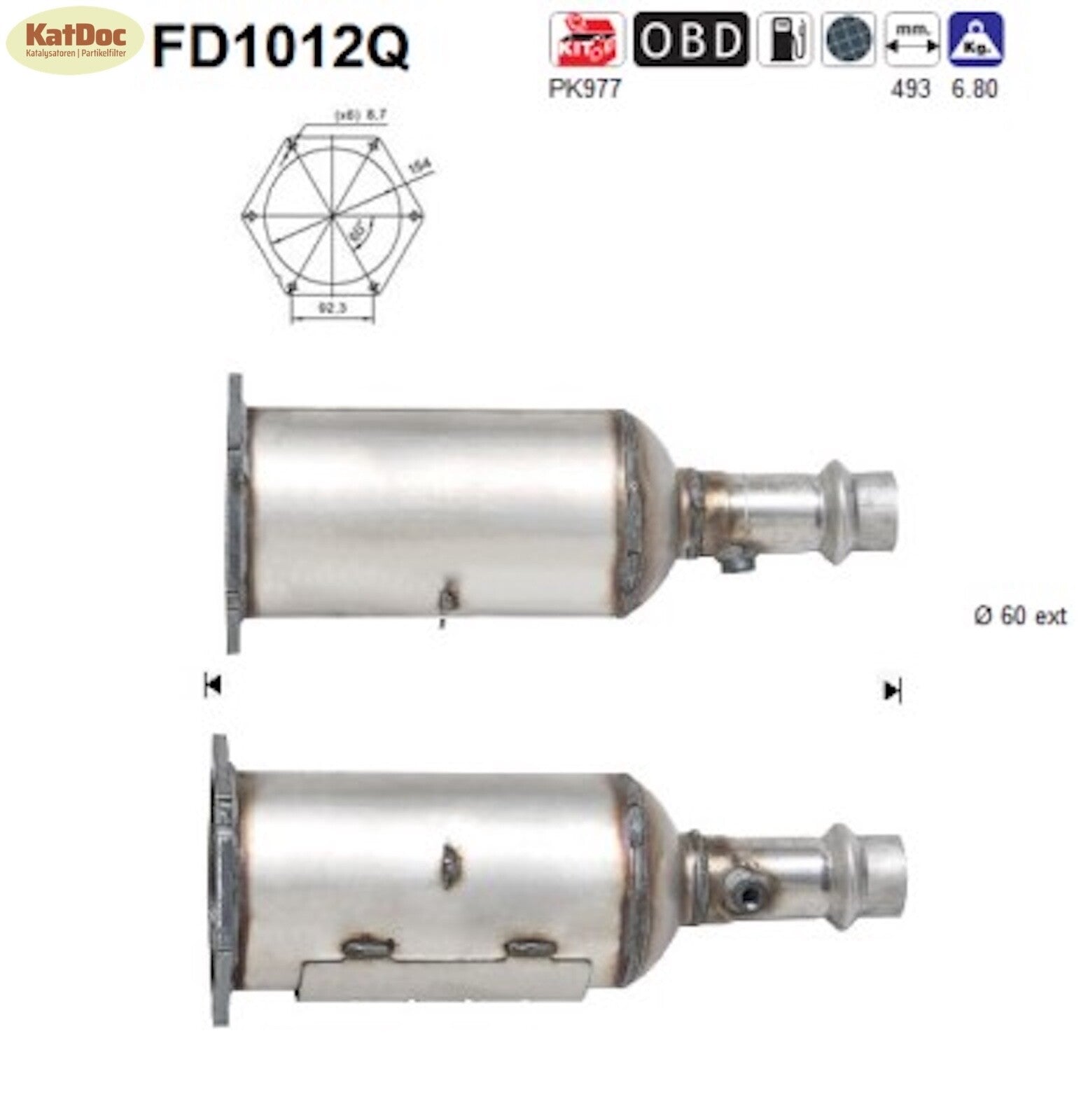 Ruß - Partikelfilter für Peugeot 607, 2.2 HDi, 98kW, Silizium, Euro 4 - KatDoc