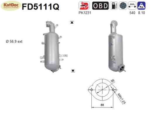 Ruß - Partikelfilter Alfa Romeo, Fiat, Jeep, Lancia, Opel, 1.6, Silizium, Euro 5 - KatDoc