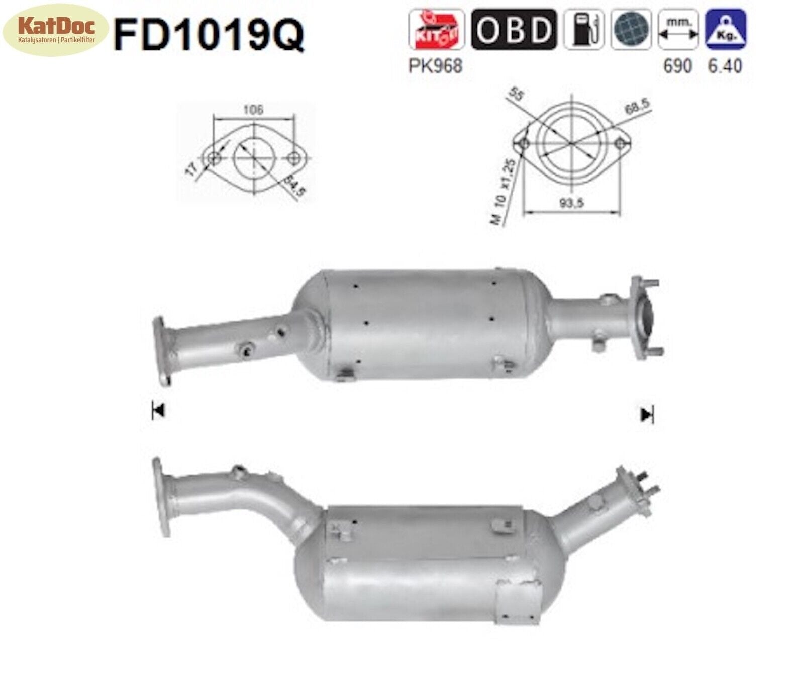 Ruß - Partikelfilter Suzuki Grand Vitara, 1.9 DDiS, 95kW, Silizium, Euro 4 - KatDoc