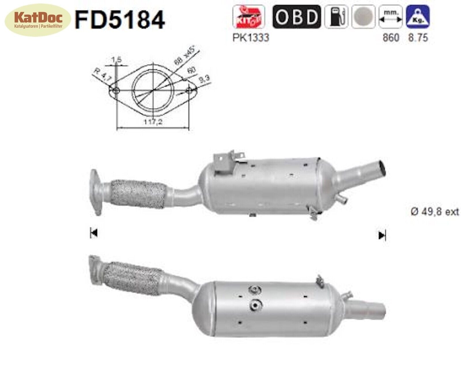 Ruß - Partikelfilter für Opel Vivaro B, Renault Trafic 3, Euro 5 - KatDoc