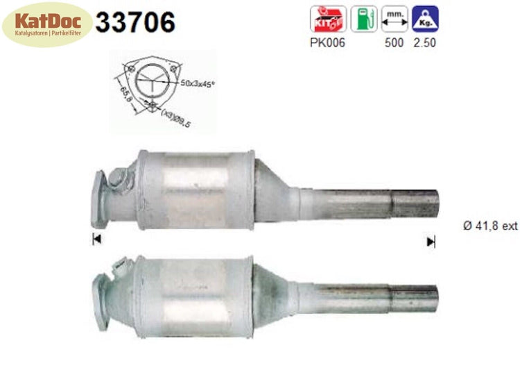 Katalysator für Seat Cordoba/Ibiza, VW Golf 2/3/Jetta/Vento, Euro 1&2 - KatDoc