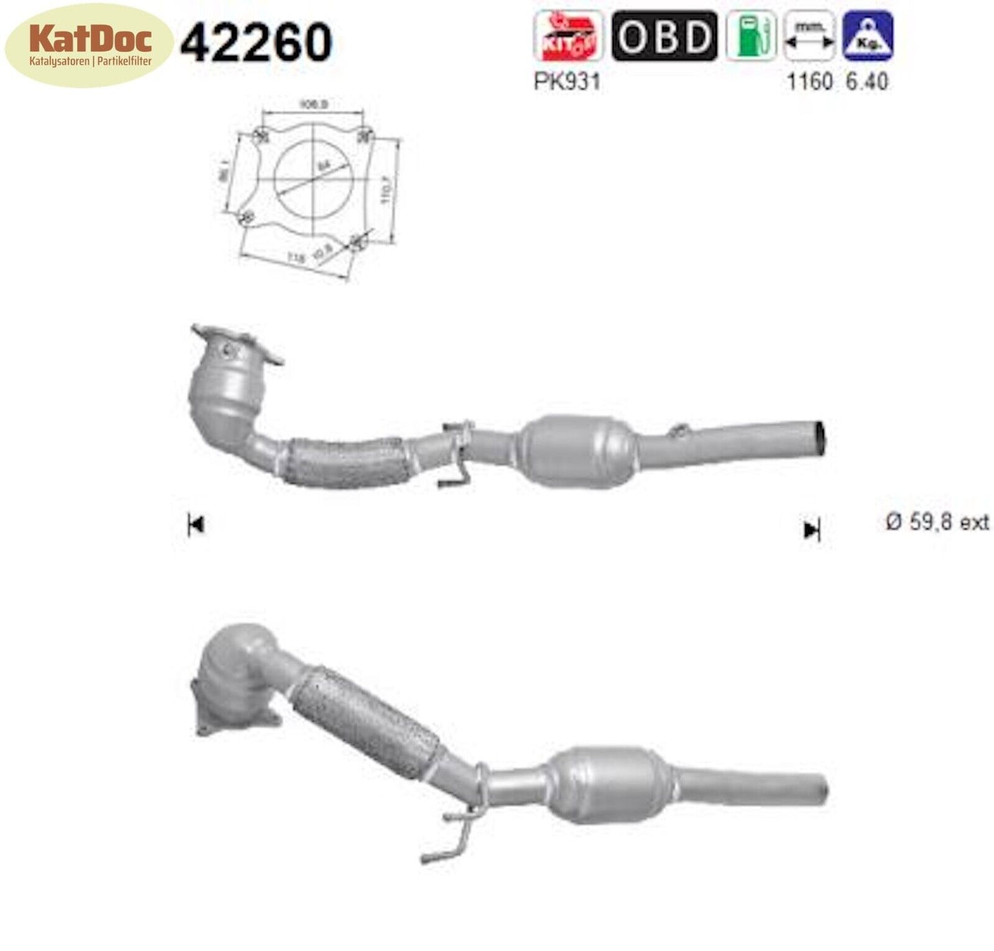 Katalysator Audi A3, Seat Altea/XL/Leon/Toledo, Skoda Octavia/Superb, Euro 5 - KatDoc