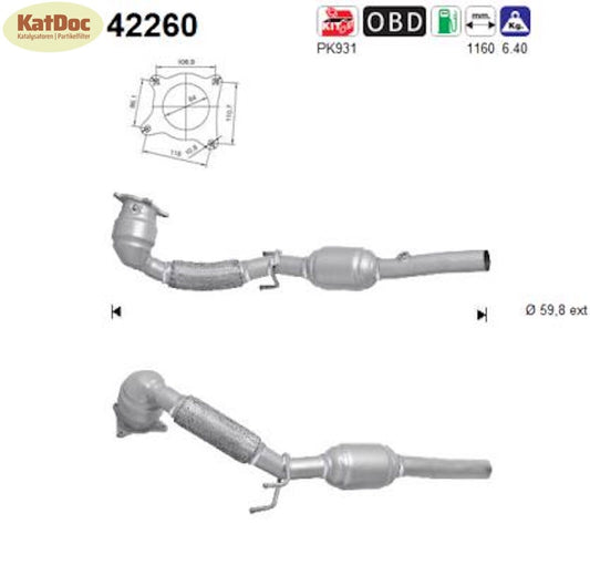 Katalysator Audi A3, Seat Altea/XL/Leon/Toledo, Skoda Octavia/Superb, Euro 5 - KatDoc