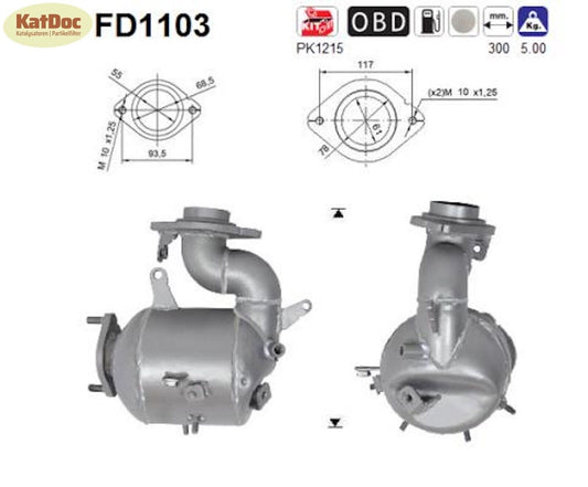 Ruß - Partikelfilter Toyota Auris/Corolla 1.4 D - 4D, 66kW, Euro 5 - KatDoc