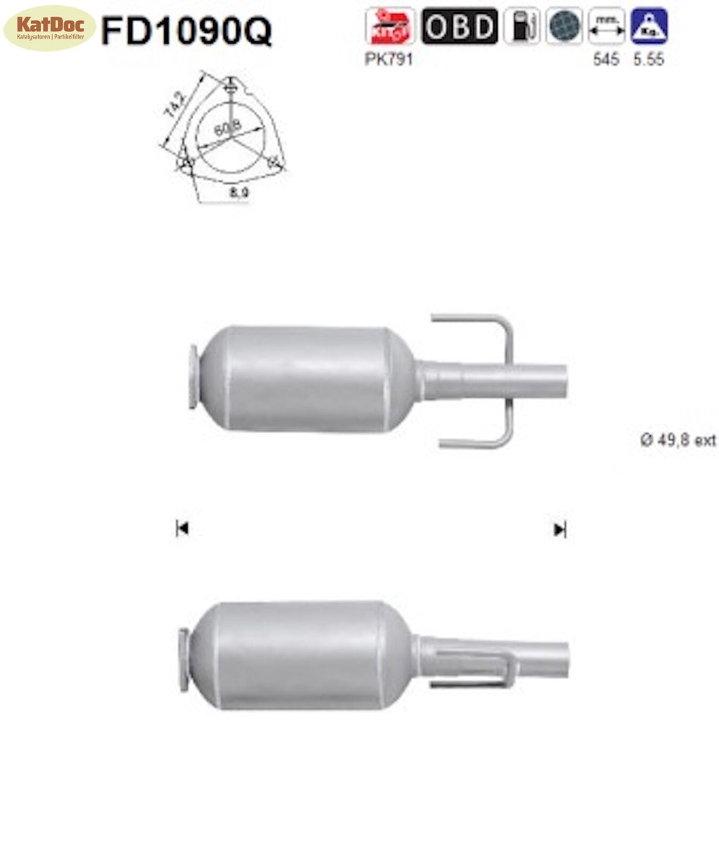 Ruß - Partikelfilter für Opel Astra H, 1.3 CDTI, 66kW, Silizium, Euro 4 - KatDoc