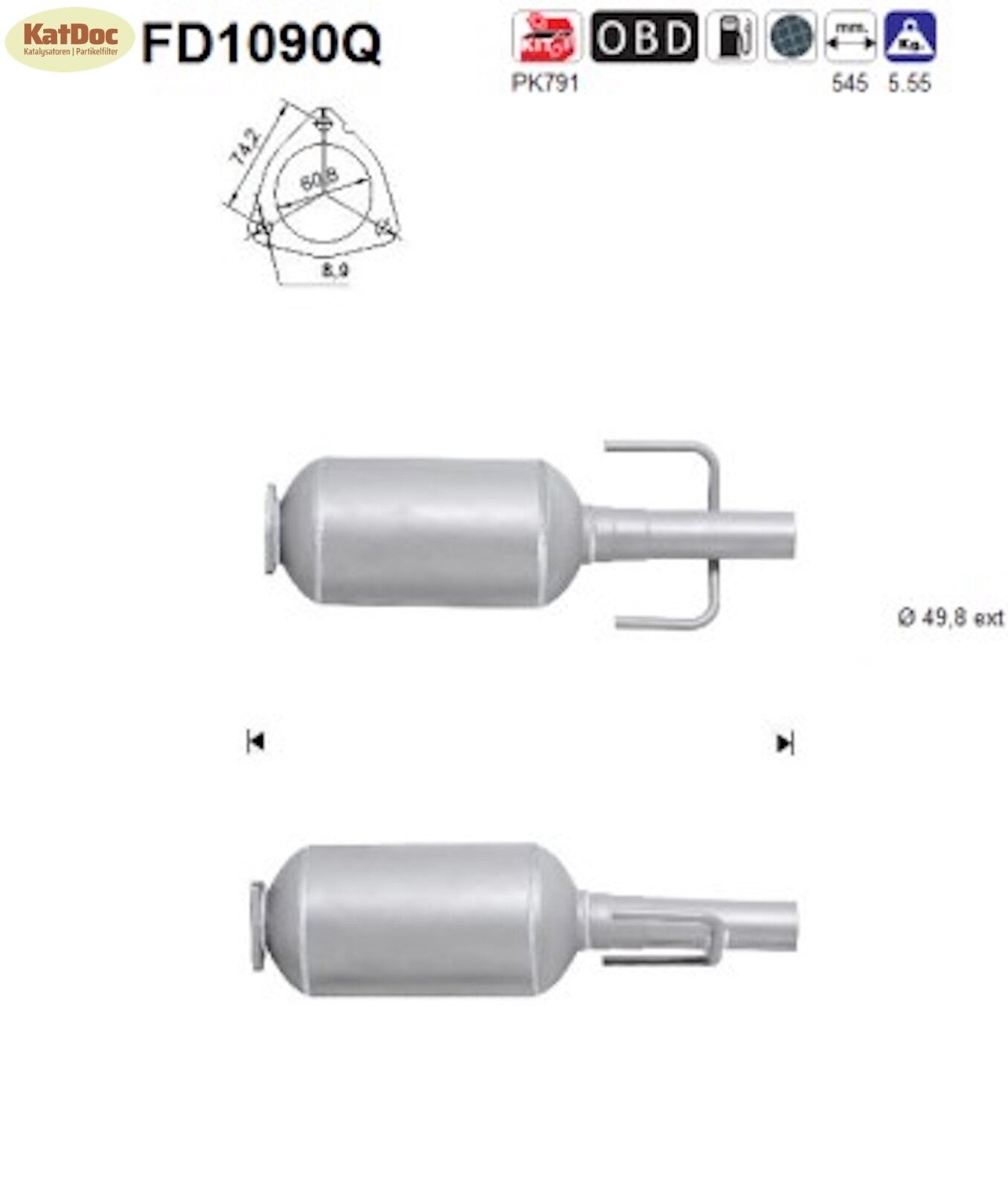 Ruß - Partikelfilter für Opel Astra H, 1.3 CDTI, 66kW, Silizium, Euro 4 - KatDoc