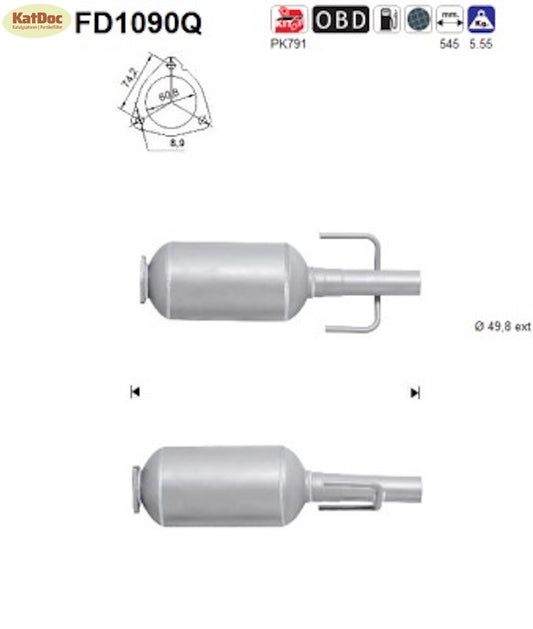 Ruß - Partikelfilter für Opel Astra H, 1.3 CDTI, 66kW, Silizium, Euro 4 - KatDoc